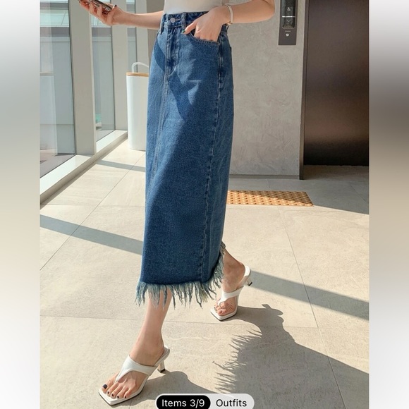High Waist Denim Skirt |The color is blue and size is medium | Shein - Picture 12 of 13